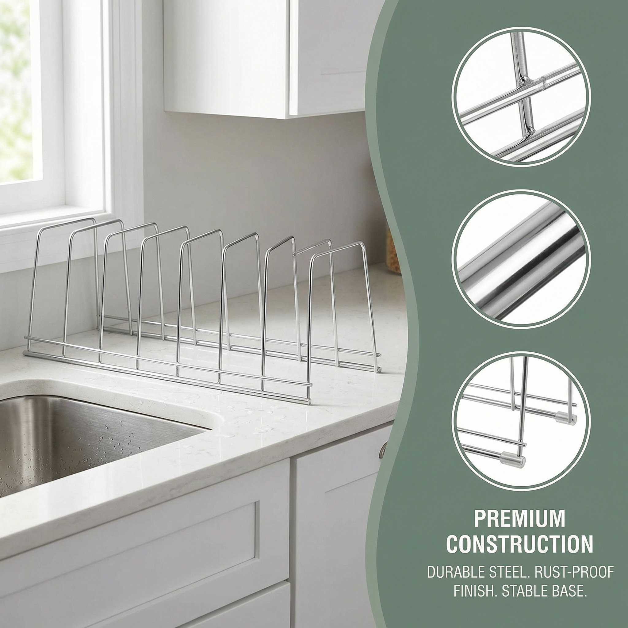 Kitchen Baking Tray Organizer - Stainless Steel Kitchen Dish Drying Rack