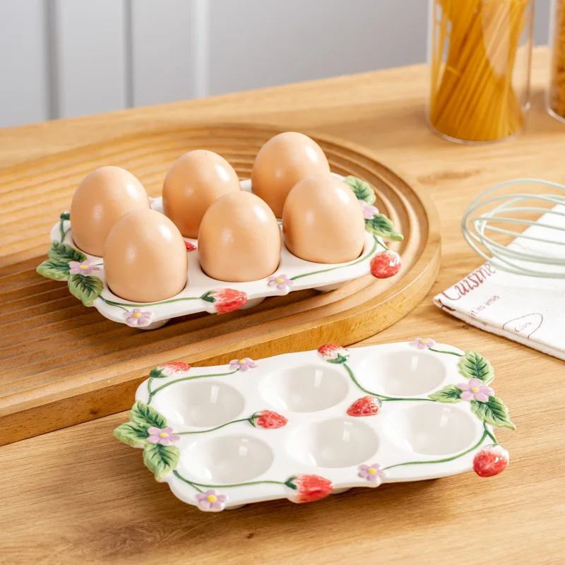 Kitchen Baking Tray Organizer - Ceramic Egg Storage Tray,Porcelain Kitchen Divided