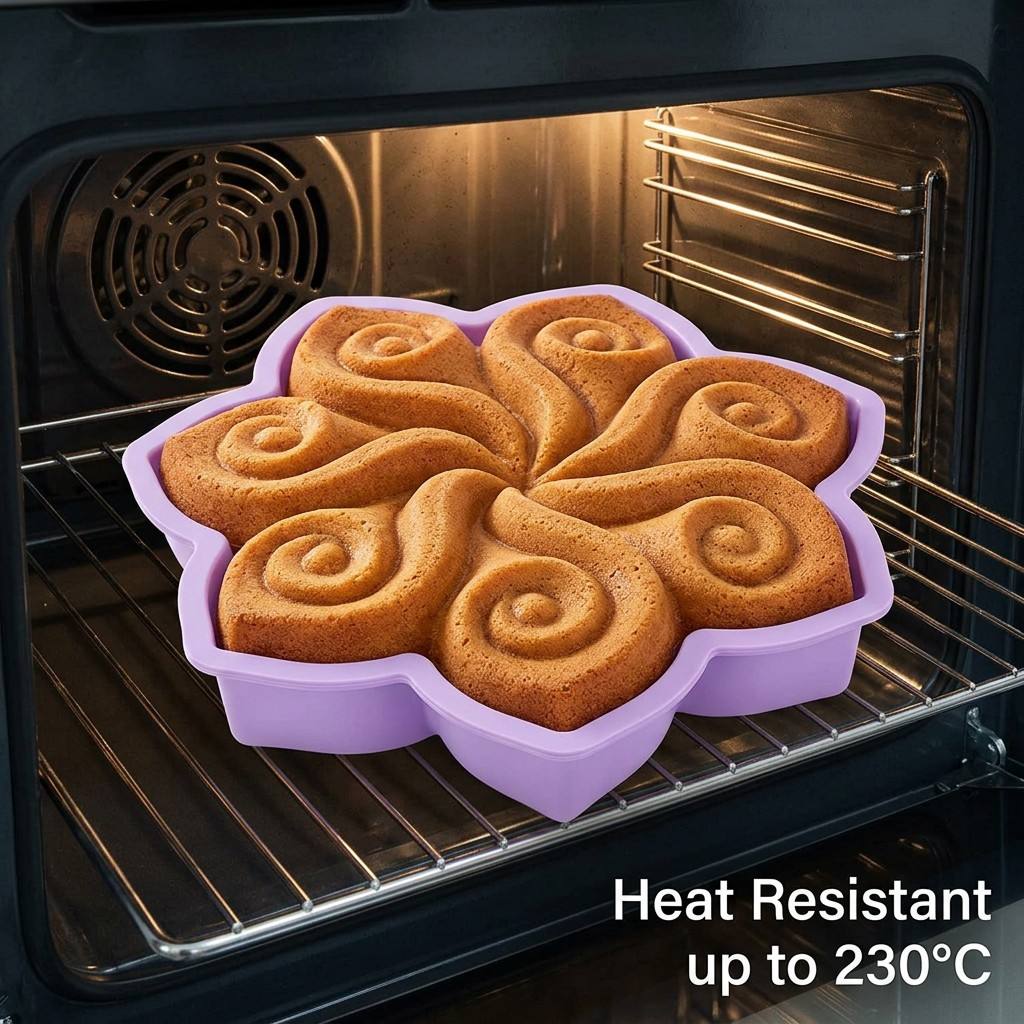 Kitchen Appliances For Baking - Large Flower Silicone Cake Mold Spiral