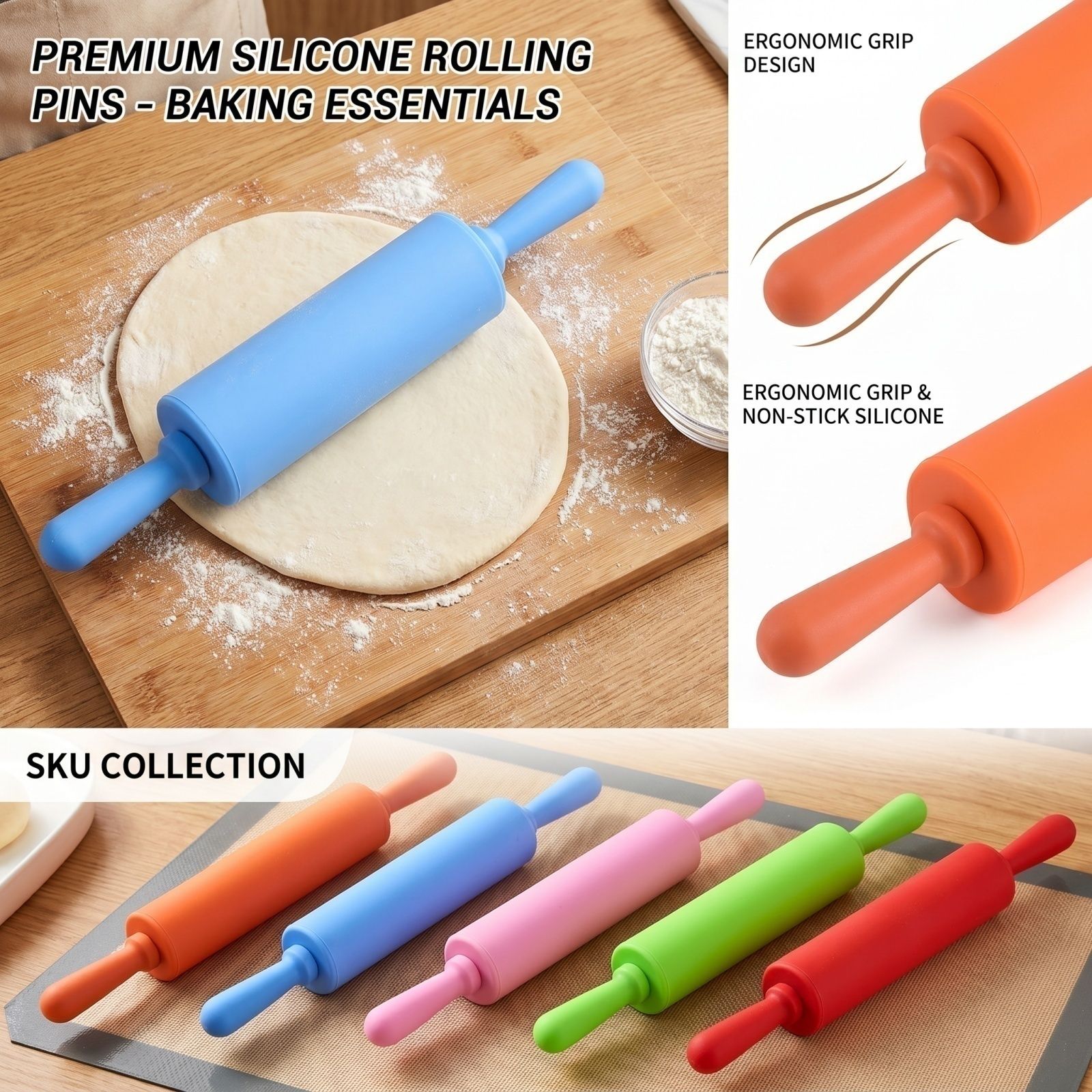 Kitchen Roll Baking - Silicone Rolling Pin Portable Small Rolling