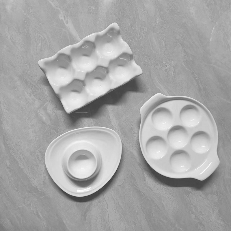 Kitchen Baking Tray Organizer - 6 Grid Glazed Ceramic Egg Holder