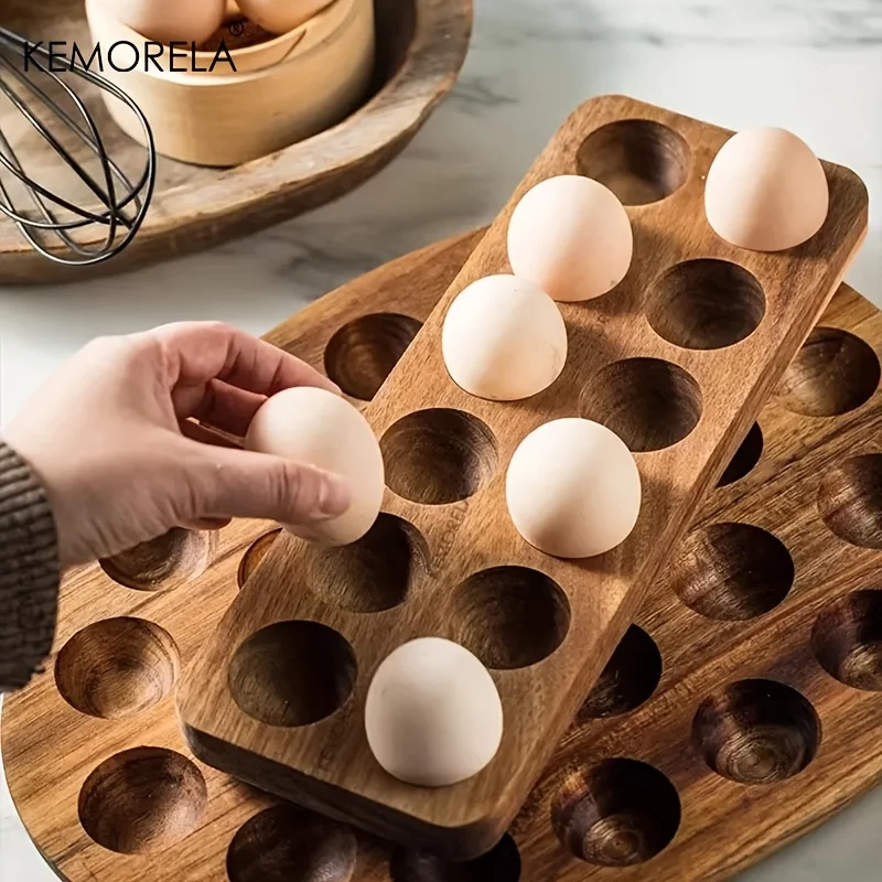Kitchen Baking Tray Organizer - KEMORELA 1PCS Modern Wooden Egg Storage