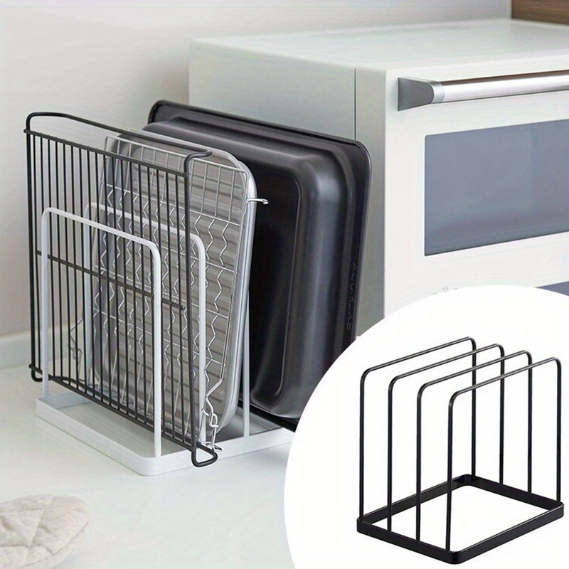 Kitchen Baking Tray Organizer - Vertical Cutting Board Rack Four Layer