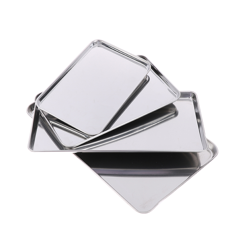 Kitchen Baking Tray Organizer - 1pc Stainless Steel Tray Rectangle Plate