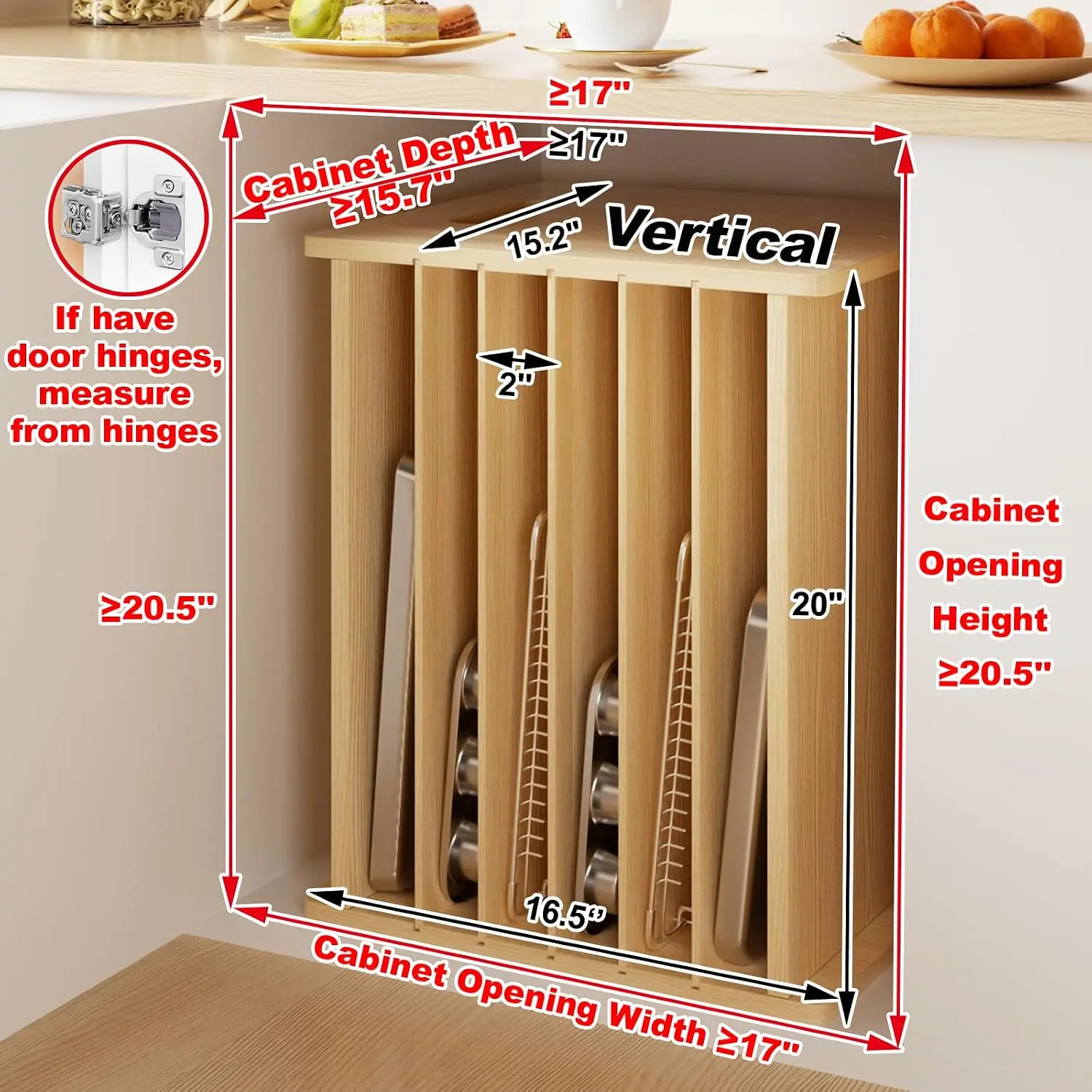 7 Tier Wooden Tray Dividers fo - огляд і ціна Kitchen Baking Tray Organizer