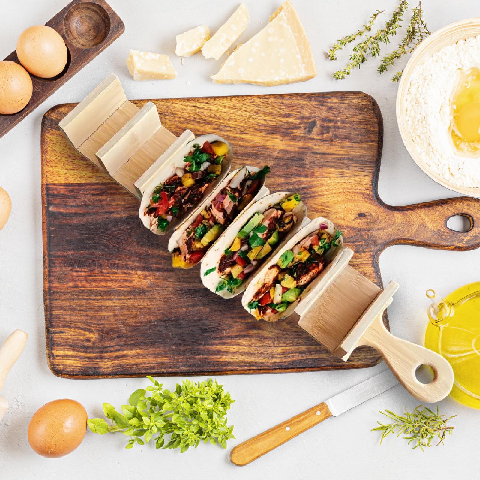Wooden Taco Holder Stand Torti - огляд і ціна Kitchen Baking Tray Organizer