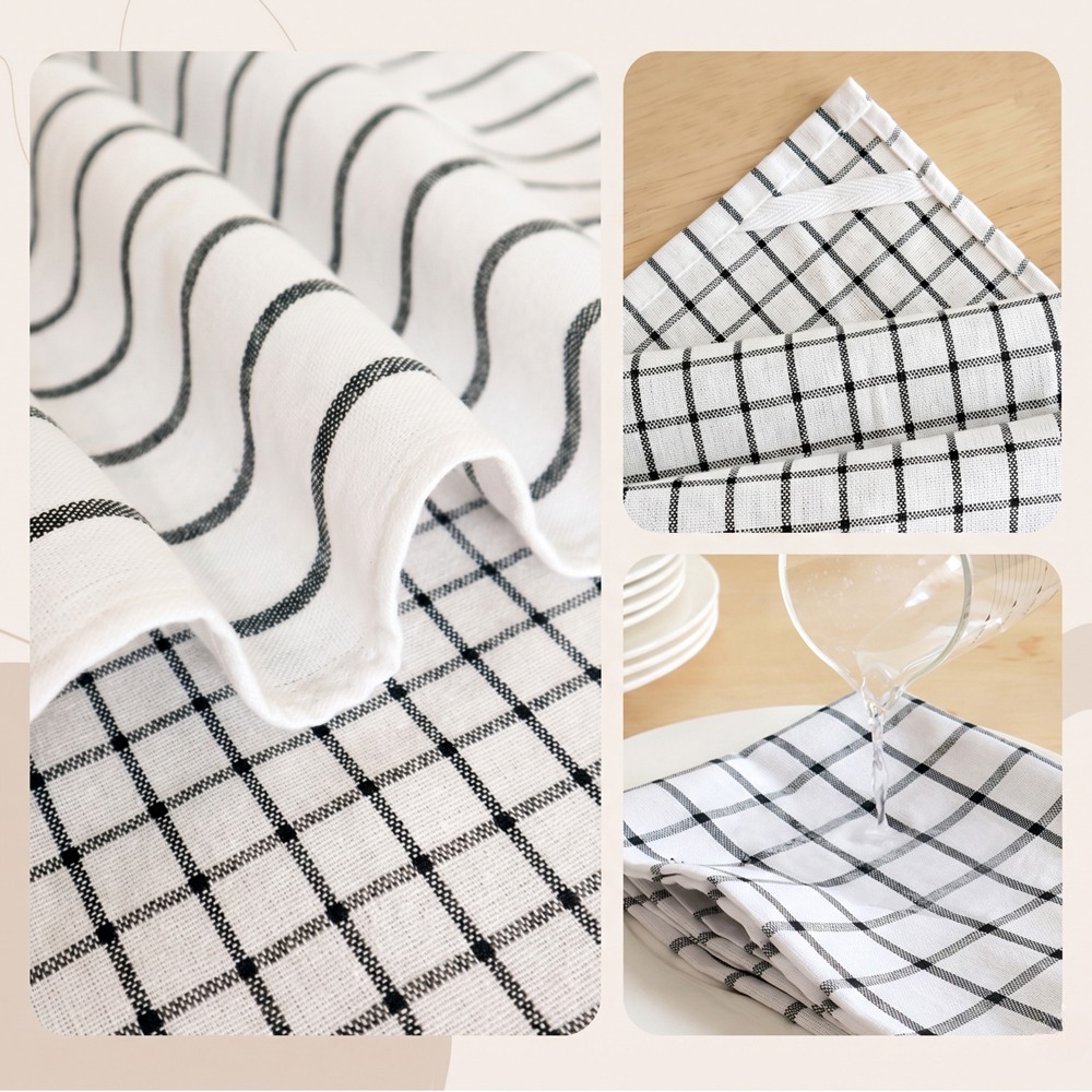 4 PCS Modern Plaid Cotton Dish - огляд і ціна Kitchen Baking Table