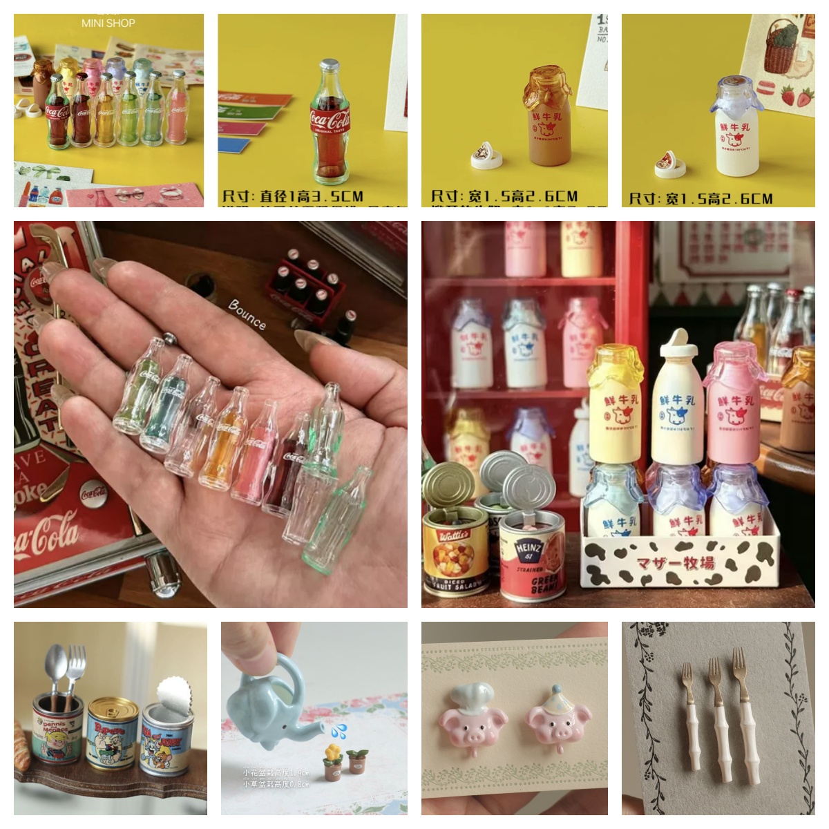 Mini Cola Milk Bottle Set 6 Co - огляд і ціна Miniature Baking Kitchen