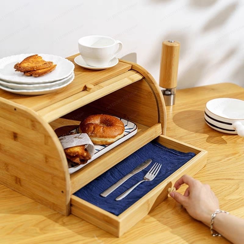 Multifunction Bamboo Bread Box - огляд і ціна Kitchen Baking Tray Organizer